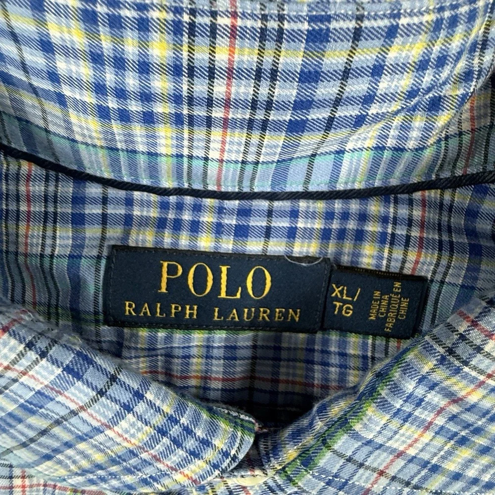 Polo Ralph Lauren Shirt Mens XL Blue Plaid Long Sleeve Button Down Pony Dress